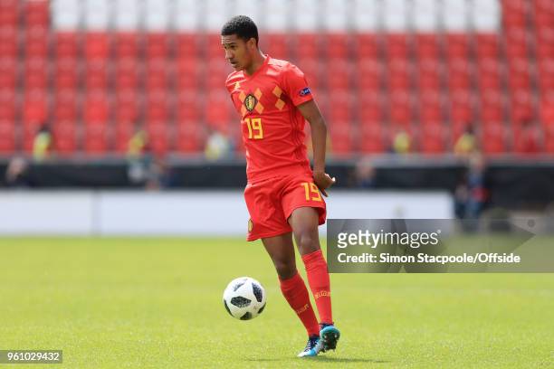 Jamie Yayi Mpie of Belgium in action during the UEFA European Under-17 Championship Semi Final match between Italy and Belgium at the Aesseal New...
