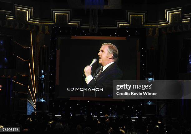 In Memorium screen to actor Ed McMahon at the 16th Annual Screen Actors Guild Awards held at the Shrine Auditorium on January 23, 2010 in Los...