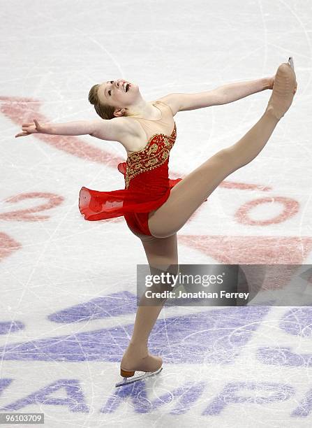 Rachael Flatt skates the ladies' free program en route to finishing first and winning the gold medal at the US Figure Skating Championships at...