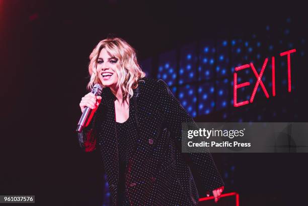 The Italian singer and songwriter Emma performing live on stage at the Pala Alpitour for her "Essere Qui" tour concert.