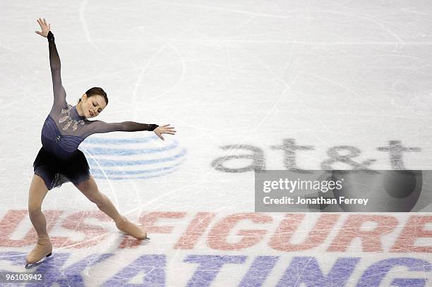 Sasha Cohen skates the ladies' free program at the US Figure Skating Championships at Spokane Arena on January 23, 2010 in Spokane, Washington.