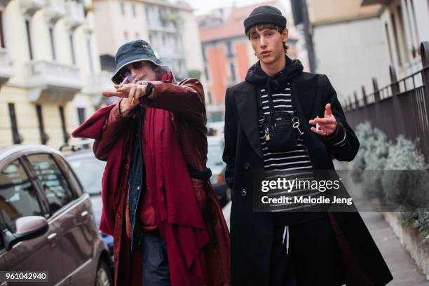 Models Quintin Van Konkelenberg, Gilles Broersma during Milan Men's Fashion Week Fall/Winter 2018/19 on January 15, 2018 in Milan, Italy. Quintin...