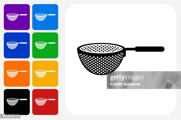 drainer icon square button set - bright kitchen stock illustrations