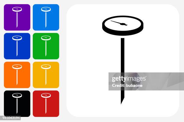 cooking needle icon square button set - flies kitchen stock illustrations