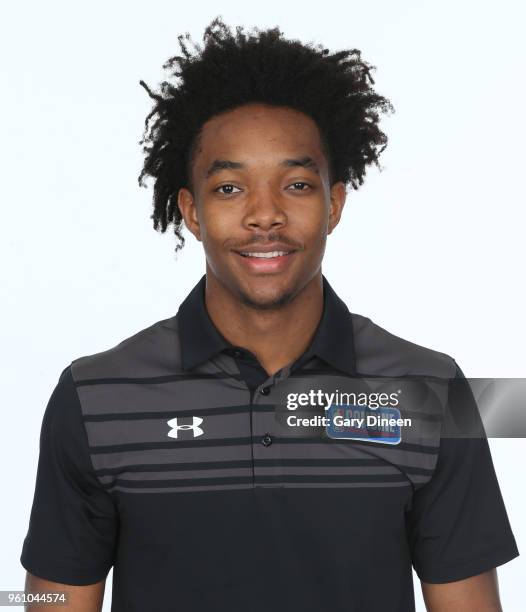 Devonte Graham poses for a head shot at the Body Image station for the Medical Evaluation portion of the 2018 NBA Combine powered by Under Armour on...