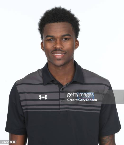Kris Wilkes poses for a head shot at the Body Image station for the Medical Evaluation portion of the 2018 NBA Combine powered by Under Armour on May...