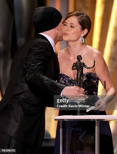 Actress Jenna Fischer presents actor Michael C. Hall the Male Actor In A Drama Series award for "Dexter" onstage at the 16th Annual Screen Actors...