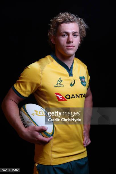 Ned Hanigan poses during the Australian Wallabies headshot session on May 7, 2018 in Gold Coast, Australia.