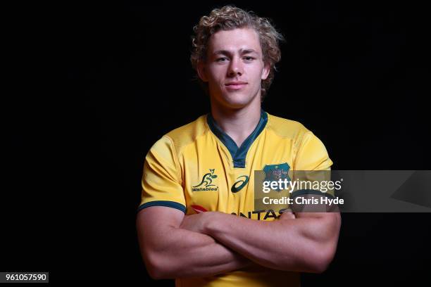 Ned Hanigan poses during the Australian Wallabies headshot session on May 7, 2018 in Gold Coast, Australia.