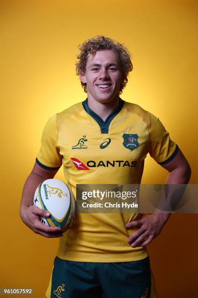 Ned Hanigan poses during the Australian Wallabies headshot session on May 7, 2018 in Gold Coast, Australia.