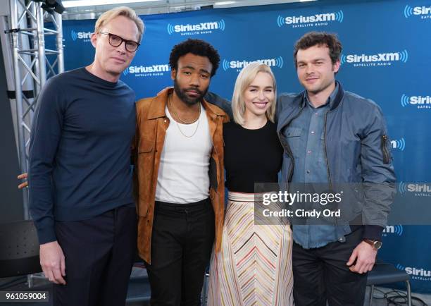 Paul Bettany, Donald Glover, Emilia Clarke and Alden Ehrenreich take part in SiriusXM's Town Hall with the cast ofÊSolo: A Star Wars Story hosted by...