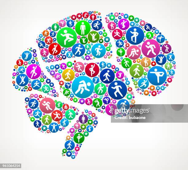 menschen in bewegung fitness symbol muster des gehirns - brain workout stock-grafiken, -clipart, -cartoons und -symbole