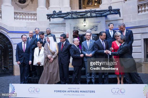 Luis Videgaray, Mexico's foreign minister, from front left, Retno Marsudi, Indonesia's foreign affairs minister, Adel bin Ahmed Al-Jubeir, Saudi...