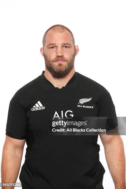 Owen Franks poses during a New Zealand All Blacks headshots session on May 21, 2018 in Auckland, New Zealand.