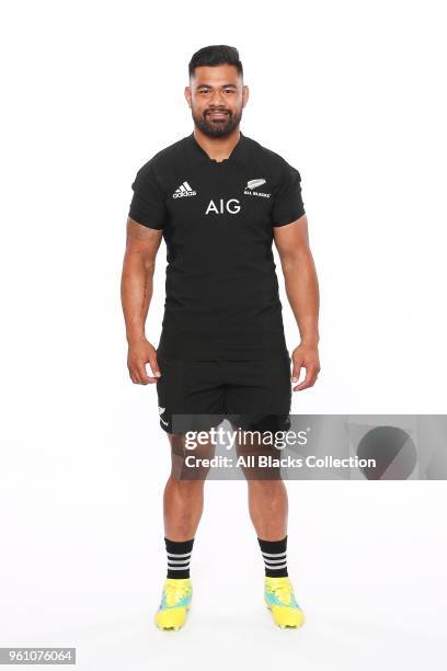 Jordan Taufua poses during a New Zealand All Blacks headshots session on May 21, 2018 in Auckland, New Zealand.