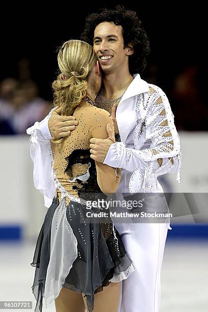 Tanith Belbin and Benjamin Agosto complete their routine in the free dance competition during the US Figure Skating Championships at Spokane Arena on...