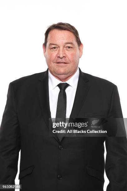 Head Coach Steve Hansen poses during a New Zealand All Blacks headshots session on May 21, 2018 in Auckland, New Zealand.