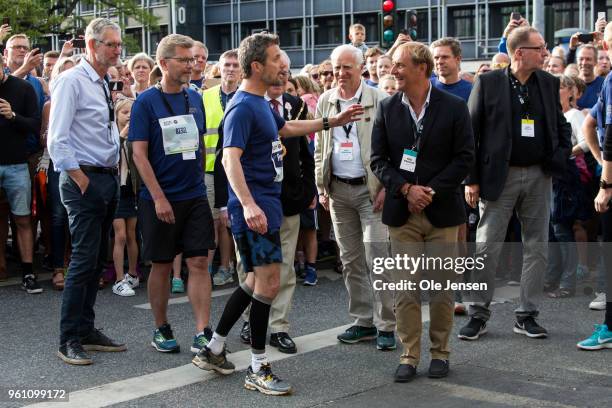 Crown Prince Frederik of Denmark arrives to the Royal Run on May 21, 2018 in Copenhagen, Denmark. The Royal Run took place in the cities of Aalborg,...