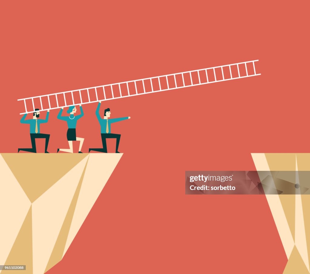 Business team using ladder