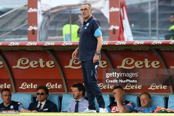 Head coach of SSC Napoli Maurizio Sarri during the Serie A TIM match between SSC Napoli and FC Crotone at Stadio San Paolo Naples Italy on 20 May...