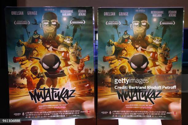 Illustration view of the poster during the "Mutafukaz Paris Premiere at UGC Cine Cite des Halles on May 21, 2018 in Paris, France.