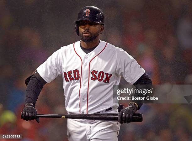 Boston Red Sox center fielder Jackie Bradley Jr. Heads back to the dugout after striking out in the fifth inning. The Boston Red Sox host the...