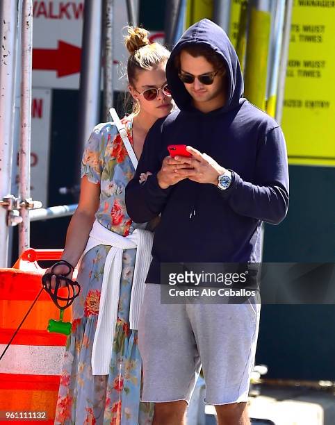 Nina Agdal and Jack Brinkley Cook are seen in the Meat Packing District on May 21, 2018 in New York City.