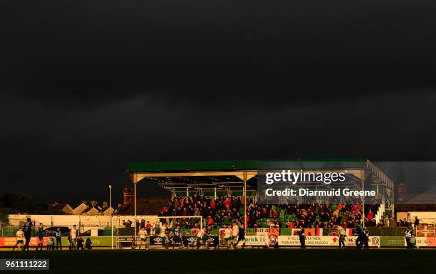 Limerick , Ireland - 21 May 2018; A general view of the game as Mark O'Sullivan of Limerick takes on Conor McCarthy of Cork City during the SSE...