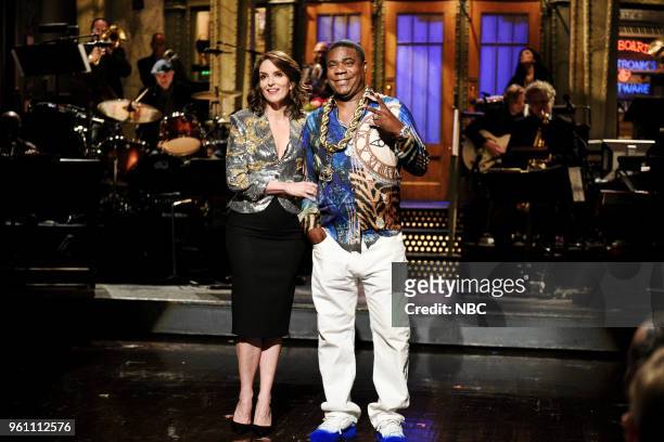 Tina Fey" Episode 1746 -- Pictured: Tina Fey, Tracy Morgan during the "Opening Monologue" in Studio 8H on Saturday, May 19, 2018 --