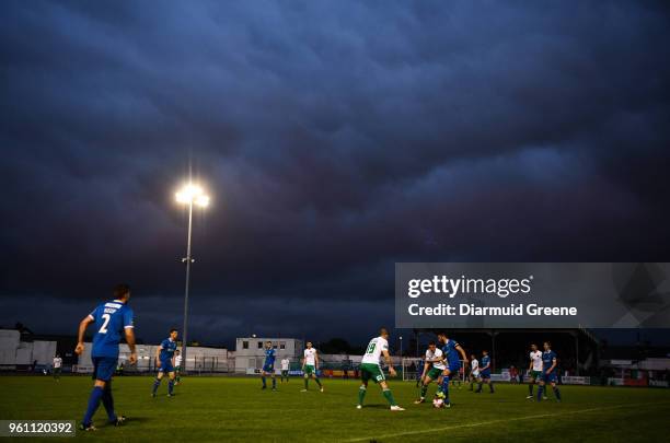 Limerick , Ireland - 21 May 2018; A general view of the game as Shane Duggan of Limerick holds off the challenge of Michael Howard of Cork City...