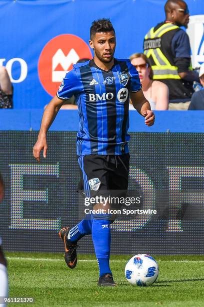 Montreal Impact midfielder Saphir Taider runs with the ball during the LA Galaxy versus the Montreal Impact game on May 21 at Stade Saputo in...