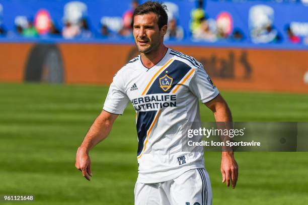 Look on Los Angeles Galaxy forward Chris Pontius during the LA Galaxy versus the Montreal Impact game on May 21 at Stade Saputo in Montreal, QC