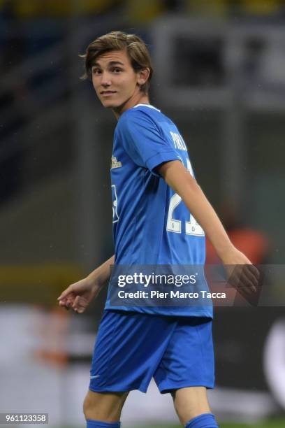 Nicolo Pirlo in action during Andrea Pirlo Farewell Match at Stadio Giuseppe Meazza on May 21, 2018 in Milan, Italy.