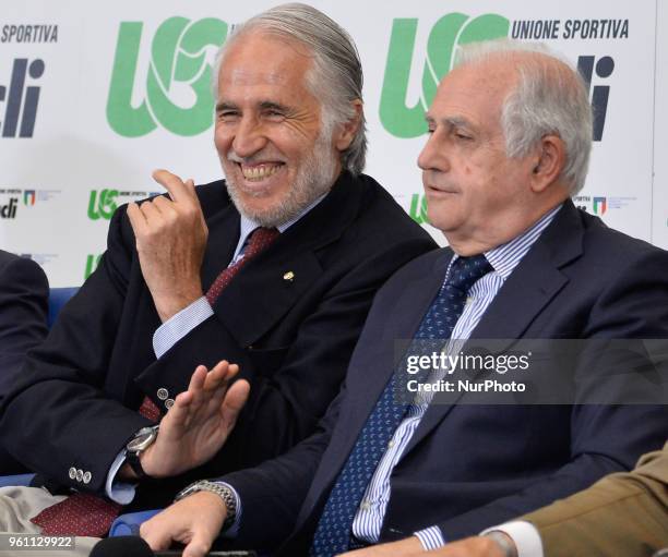 Giovanni Malagò and Roberto Fabbricini during the CONI 'Enzo Bearzot Award 2018' on may 21, 2018 in Rome, Italy.