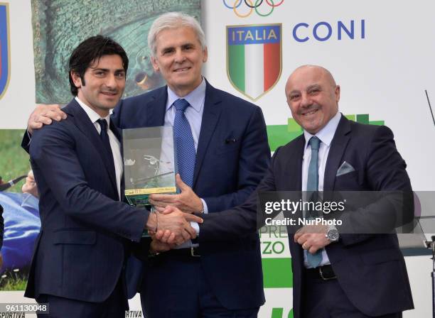 The referee Enzo Maresca and Marcello Nicchi during the CONI 'Enzo Bearzot Award 2018' on may 21, 2018 in Rome, Italy.