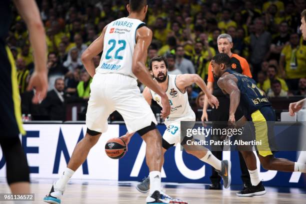 Sergio Llull, #23 of Real Madrid in action during the 2018 Turkish Airlines EuroLeague F4 Championship Game between Real Madrid v Fenerbahce Dogus...