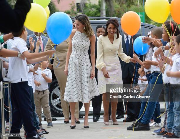 First Lady of Dominican Republic, Candida Montilla de Medina and Queen Letizia of Spain visit a center for Integral Care for Disability on May 21,...