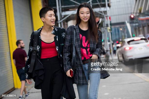 Korean models Sohyun Jung and Yoon Young Bae during New York Fashion Week Spring/Summer 2018 on September 8, 2017 in New York City.