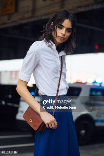 Model Massima after the Coach show during New York Fashion Week Spring/Summer 2018 on September 12, 2017 in New York City.