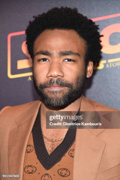 Donald Glover attends a screening of "Solo: A Star Wars Story" hosted by The Cinema Society with Nissan & FIJI Water at SVA Theater on May 21, 2018...