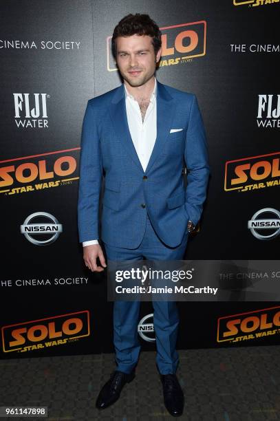 Alden Ehrenreich attends a screening of "Solo: A Star Wars Story" New York Premiere on May 21, 2018 in New York City.