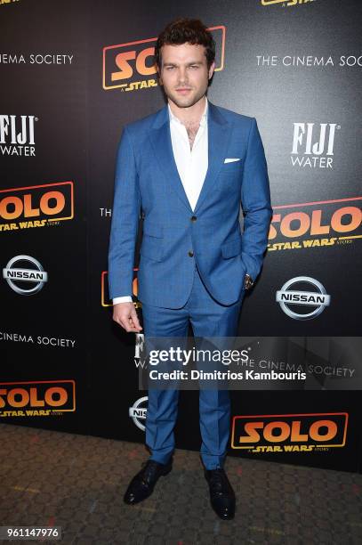 Alden Ehrenreich attends a screening of "Solo: A Star Wars Story" hosted by The Cinema Society with Nissan & FIJI Water at SVA Theater on May 21,...
