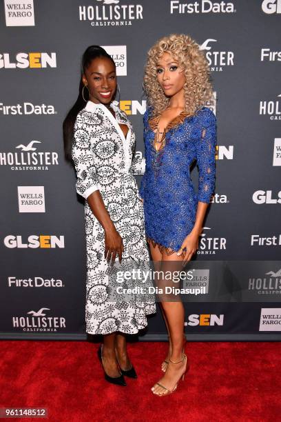 Angelica Ross of Pose and Model Isis King attend the GLSEN 2018 Respect Awards at Cipriani 42nd Street on May 21, 2018 in New York City.