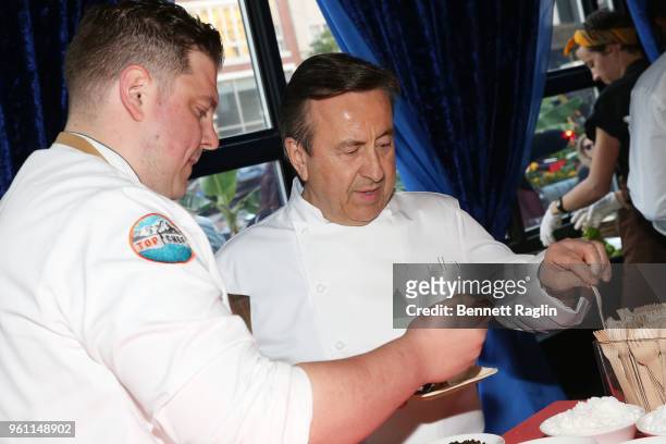 Chefs Joe Flamm and Daniel Boulud attend FOOD & WINE's 2018 Best New Chefs Event at Vandal on May 21, 2018 in New York City.