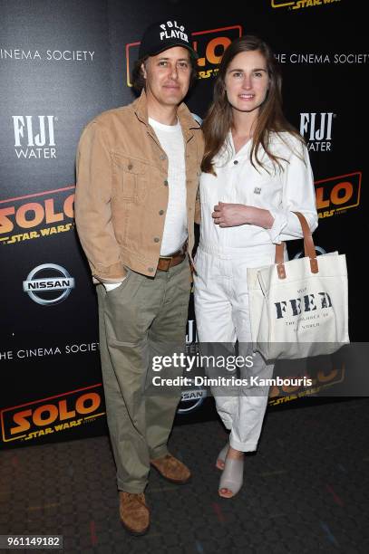 David Lauren and Lauren Bush attend a screening of "Solo: A Star Wars Story" hosted by The Cinema Society with Nissan & FIJI Water at SVA Theater on...
