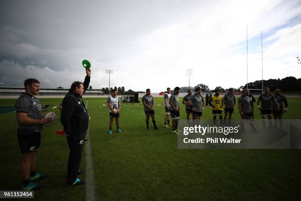 All Black coach Steve Hansen during a New Zealand All Blacks training session at Auckland Blues HQ on May 22, 2018 in Auckland, New Zealand.