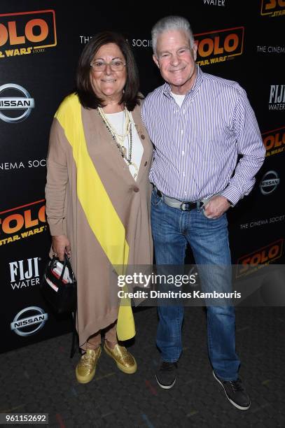 Fern Mallis and Jim Lampley attend a screening of "Solo: A Star Wars Story" hosted by The Cinema Society with Nissan & FIJI Water at SVA Theater on...