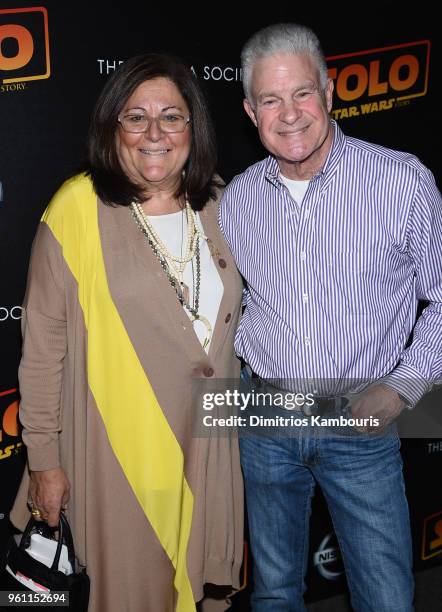Fern Mallis and Jim Lampley attend a screening of "Solo: A Star Wars Story" hosted by The Cinema Society with Nissan & FIJI Water at SVA Theater on...