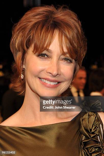 Actress Sharon Lawrence attends the TNT/TBS broadcast of the 16th Annual Screen Actors Guild Awards at the Shrine Auditorium on January 23, 2010 in...