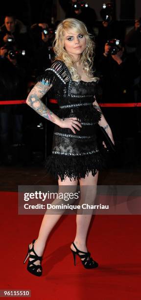 Singer Coeur de Pirate arrives at Palais des Festivals to attend NRJ Music Awards 2010 at Palais des Festivals on January 23, 2010 in Cannes, France.